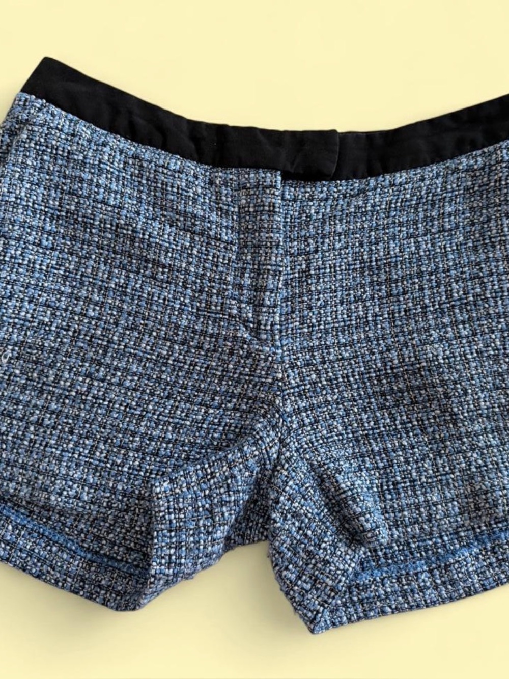 H&M Blue Textured Knit Dress Shorts with Black Waistband